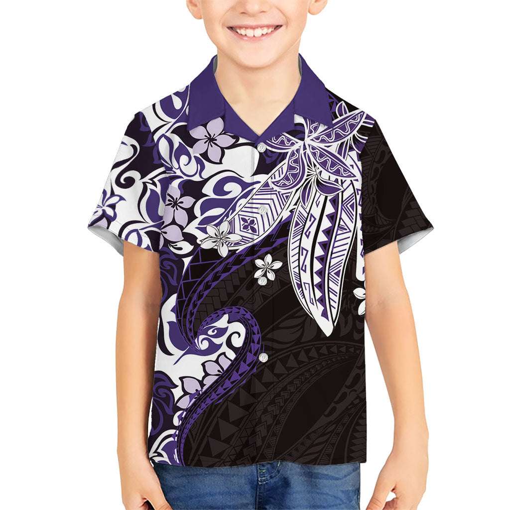 Monstera Plumeria Flowers Purple Family Matching Summer Maxi Dress and Hawaiian Shirt Polynesian Pattern