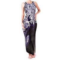 Monstera Plumeria Flowers Purple Family Matching Tank Maxi Dress and Hawaiian Shirt Polynesian Pattern LT01 Mom's Dress Purple - Polynesian Pride