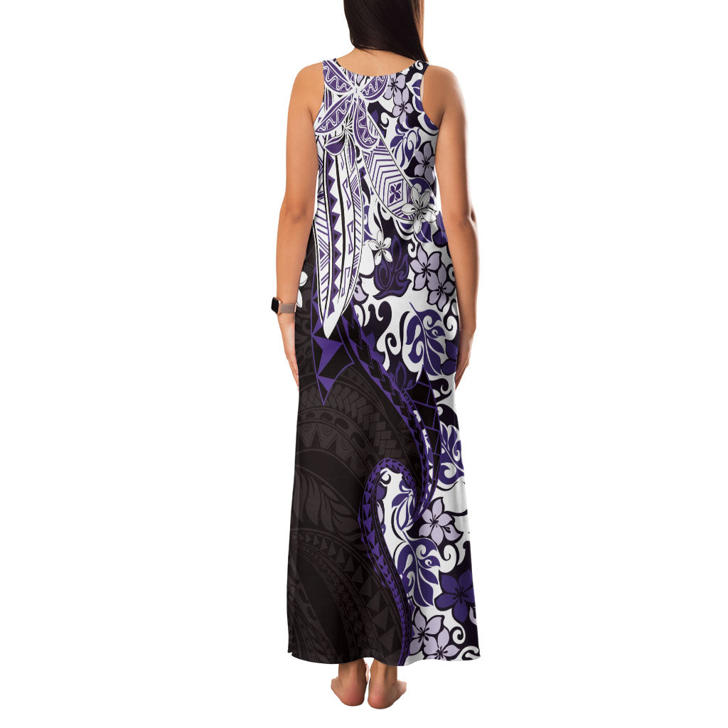 Monstera Plumeria Flowers Purple Family Matching Tank Maxi Dress and Hawaiian Shirt Polynesian Pattern LT01 - Polynesian Pride