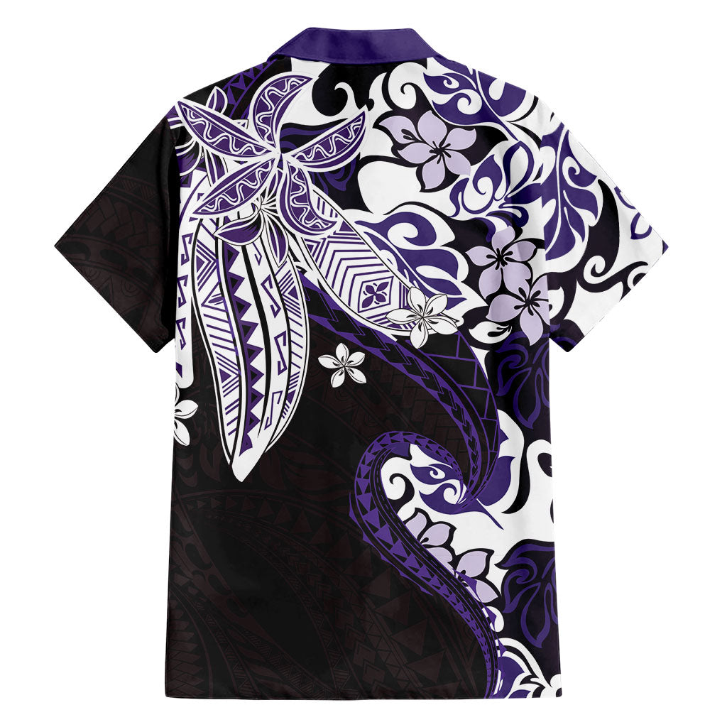 Monstera Plumeria Flowers Purple Hawaiian Shirt Polynesian Pattern