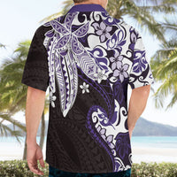 Monstera Plumeria Flowers Purple Hawaiian Shirt Polynesian Pattern