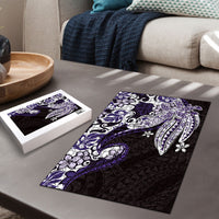Monstera Plumeria Flowers Purple Puzzle Polynesian Pattern