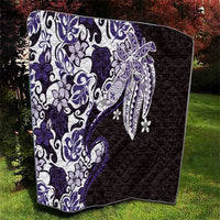 Monstera Plumeria Flowers Purple Quilt Polynesian Pattern