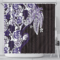 Monstera Plumeria Flowers Purple Shower Curtain Polynesian Pattern