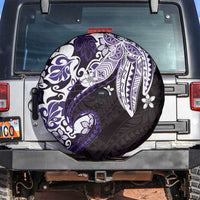 Monstera Plumeria Flowers Purple Spare Tire Cover Polynesian Pattern