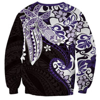 Monstera Plumeria Flowers Purple Sweatshirt Polynesian Pattern