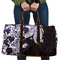 Monstera Plumeria Flowers Purple Travel Bag Polynesian Pattern