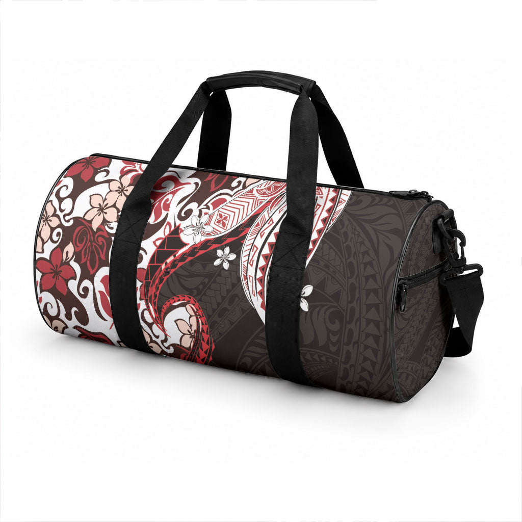 Monstera Plumeria Flowers Red Duffle Bag Polynesian Pattern LT01 - Polynesian Pride
