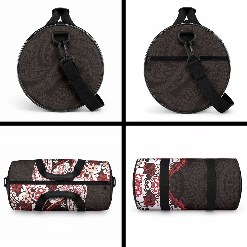 Monstera Plumeria Flowers Red Duffle Bag Polynesian Pattern LT01 - Polynesian Pride