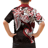 Monstera Plumeria Flowers Red Family Matching Mermaid Dress and Hawaiian Shirt Polynesian Pattern