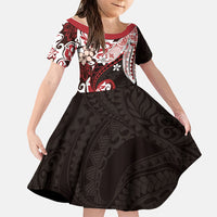 Monstera Plumeria Flowers Red Family Matching Mermaid Dress and Hawaiian Shirt Polynesian Pattern