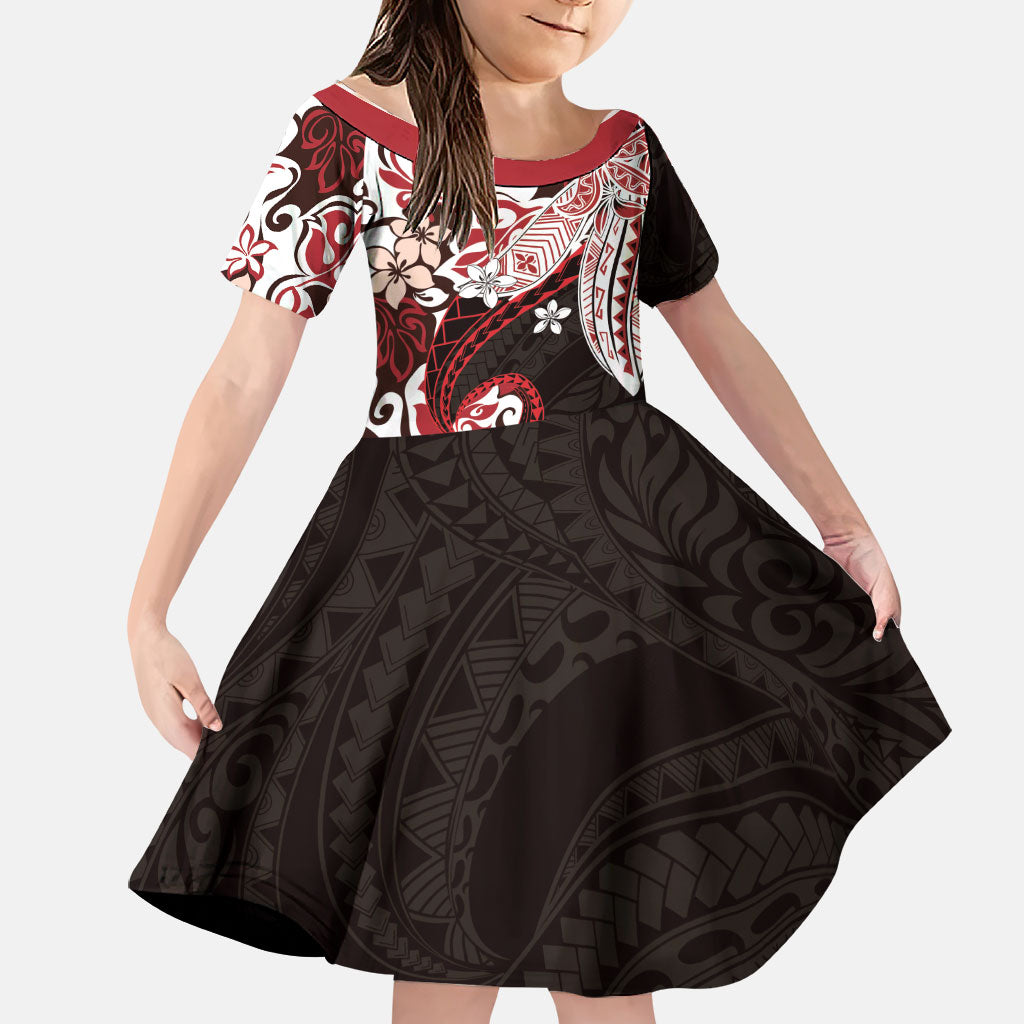 Monstera Plumeria Flowers Red Family Matching Off Shoulder Maxi Dress and Hawaiian Shirt Polynesian Pattern