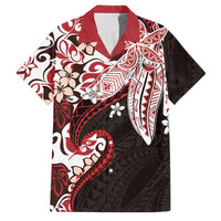Monstera Plumeria Flowers Red Family Matching Off Shoulder Maxi Dress and Hawaiian Shirt Polynesian Pattern