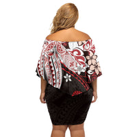Monstera Plumeria Flowers Red Family Matching Off Shoulder Short Dress and Hawaiian Shirt Polynesian Pattern