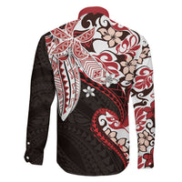 Monstera Plumeria Flowers Red Family Matching Summer Maxi Dress and Hawaiian Shirt Polynesian Pattern
