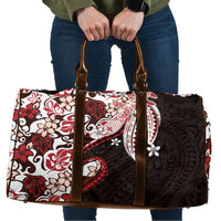 Monstera Plumeria Flowers Red Travel Bag Polynesian Pattern
