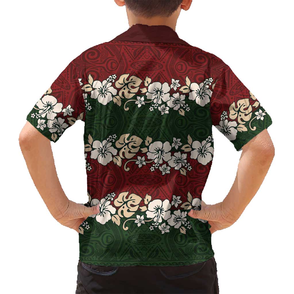 Hawaiian Hibiscus Christmas Color Family Matching Long Sleeve Bodycon Dress and Hawaiian Shirt Unique LT01 - Polynesian Pride