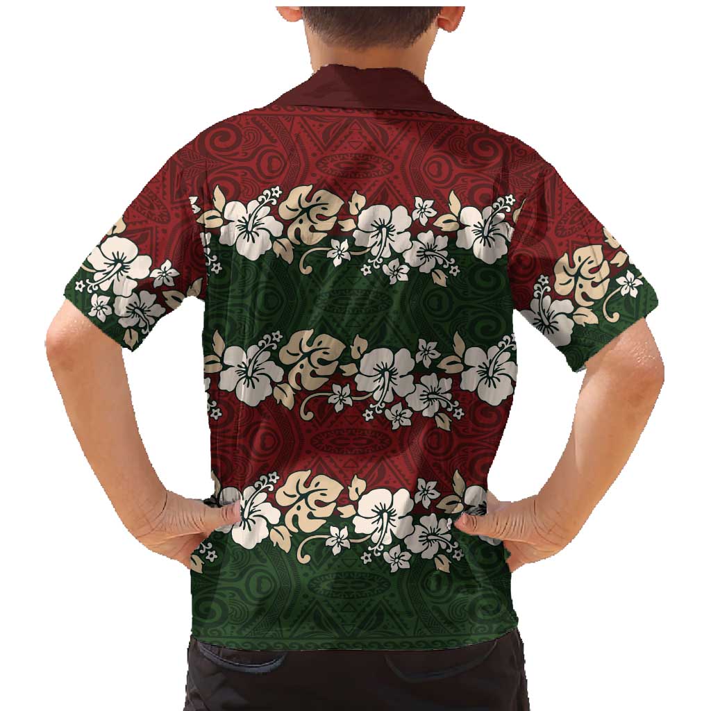 Hawaiian Hibiscus Christmas Color Family Matching Mermaid Dress and Hawaiian Shirt Unique LT01 - Polynesian Pride