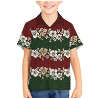 Hawaiian Hibiscus Christmas Color Family Matching Mermaid Dress and Hawaiian Shirt Unique LT01 Son's Shirt Red - Polynesian Pride