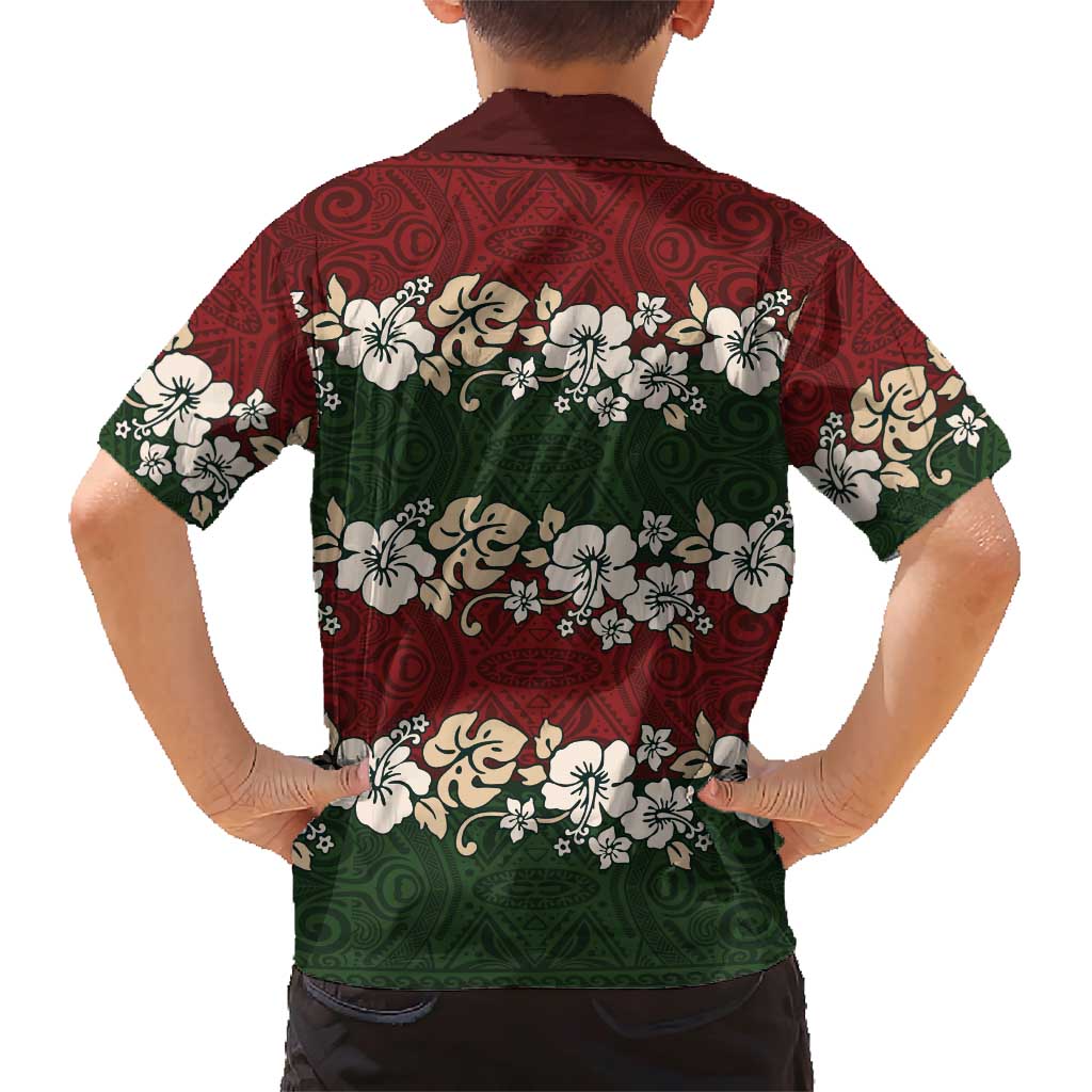 Hawaiian Hibiscus Christmas Color Family Matching Short Sleeve Bodycon Dress and Hawaiian Shirt Unique LT01 - Polynesian Pride
