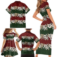 Hawaiian Hibiscus Christmas Color Family Matching Short Sleeve Bodycon Dress and Hawaiian Shirt Unique LT01 - Polynesian Pride