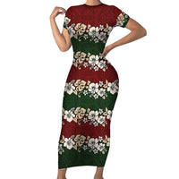 Hawaiian Hibiscus Christmas Color Family Matching Short Sleeve Bodycon Dress and Hawaiian Shirt Unique LT01 Mom's Dress Red - Polynesian Pride
