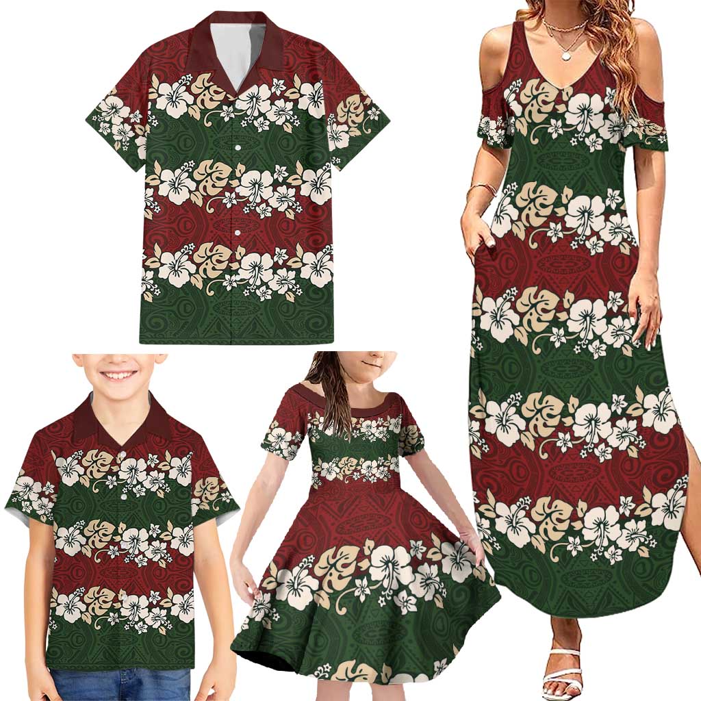 Hawaiian Hibiscus Christmas Color Family Matching Summer Maxi Dress and Hawaiian Shirt Unique LT01 - Polynesian Pride