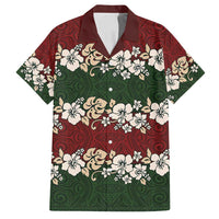 Hawaiian Hibiscus Christmas Color Family Matching Summer Maxi Dress and Hawaiian Shirt Unique LT01 Dad's Shirt - Short Sleeve Red - Polynesian Pride