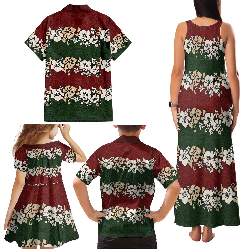 Hawaiian Hibiscus Christmas Color Family Matching Tank Maxi Dress and Hawaiian Shirt Unique LT01 - Polynesian Pride