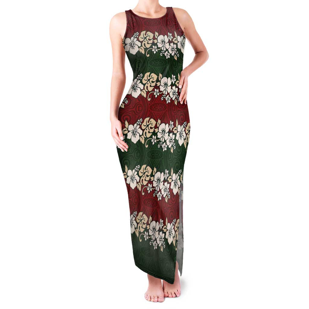 Hawaiian Hibiscus Christmas Color Family Matching Tank Maxi Dress and Hawaiian Shirt Unique LT01 Mom's Dress Red - Polynesian Pride