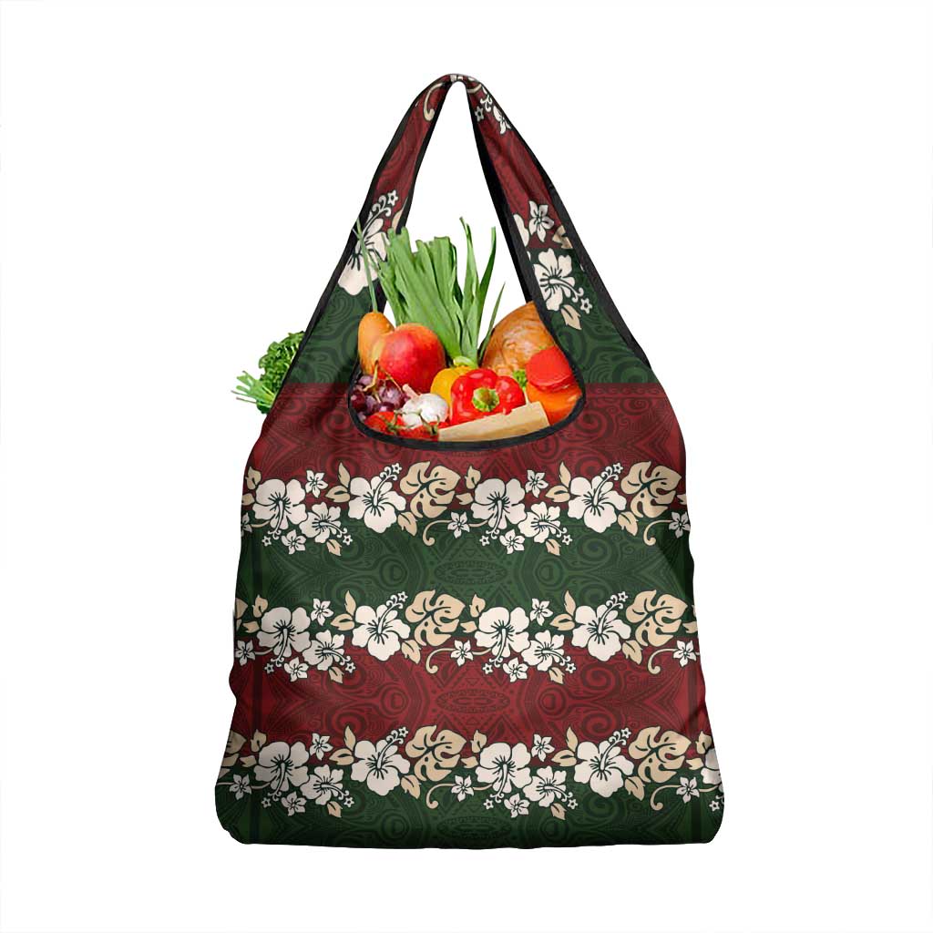 Hawaiian Hibiscus Christmas Color Grocery Bag Unique