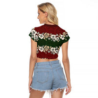 Hawaiian Hibiscus Christmas Color Raglan Cropped T Shirt Unique