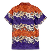 Hawaiian Hibiscus Family Matching Mermaid Dress and Hawaiian Shirt Orange and Purple Unique LT01 - Polynesian Pride