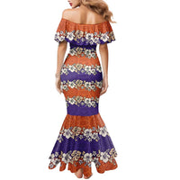 Hawaiian Hibiscus Family Matching Mermaid Dress and Hawaiian Shirt Orange and Purple Unique LT01 - Polynesian Pride