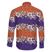 Hawaiian Hibiscus Family Matching Off The Shoulder Long Sleeve Dress and Hawaiian Shirt Orange and Purple Unique LT01 - Polynesian Pride