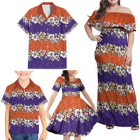 Hawaiian Hibiscus Family Matching Off Shoulder Maxi Dress and Hawaiian Shirt Orange and Purple Unique LT01 - Polynesian Pride