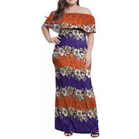 Hawaiian Hibiscus Family Matching Off Shoulder Maxi Dress and Hawaiian Shirt Orange and Purple Unique LT01 Mom's Dress Orange - Polynesian Pride