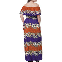 Hawaiian Hibiscus Family Matching Off Shoulder Maxi Dress and Hawaiian Shirt Orange and Purple Unique LT01 - Polynesian Pride
