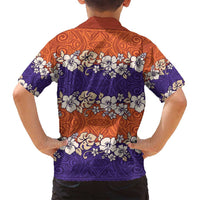 Hawaiian Hibiscus Family Matching Summer Maxi Dress and Hawaiian Shirt Orange and Purple Unique LT01 - Polynesian Pride