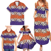 Hawaiian Hibiscus Family Matching Summer Maxi Dress and Hawaiian Shirt Orange and Purple Unique LT01 - Polynesian Pride