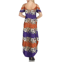 Hawaiian Hibiscus Family Matching Summer Maxi Dress and Hawaiian Shirt Orange and Purple Unique LT01 - Polynesian Pride