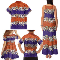 Hawaiian Hibiscus Family Matching Tank Maxi Dress and Hawaiian Shirt Orange and Purple Unique LT01 - Polynesian Pride