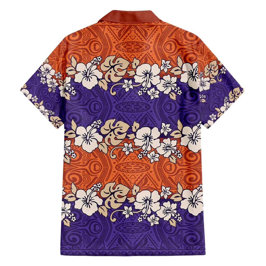 Hawaiian Hibiscus Family Matching Tank Maxi Dress and Hawaiian Shirt Orange and Purple Unique LT01 - Polynesian Pride