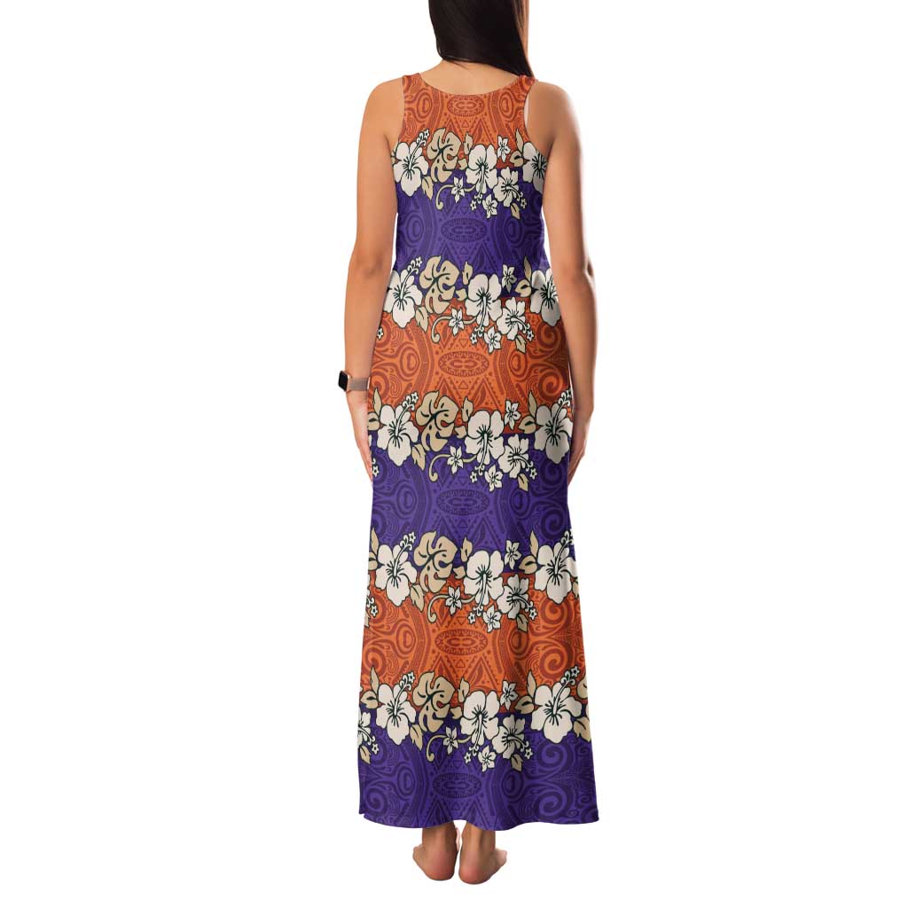 Hawaiian Hibiscus Family Matching Tank Maxi Dress and Hawaiian Shirt Orange and Purple Unique LT01 - Polynesian Pride