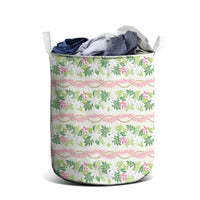 Monstera Tiare Plumeria Lei Pattern Laundry Basket Green Version LT01 - Polynesian Pride
