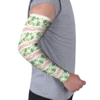 Monstera Tiare Plumeria Lei Pattern Arm Sleeves Green Version LT01 - Polynesian Pride