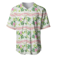 Monstera Tiare Plumeria Lei Pattern Baseball Jersey Green Version LT01 Green - Polynesian Pride