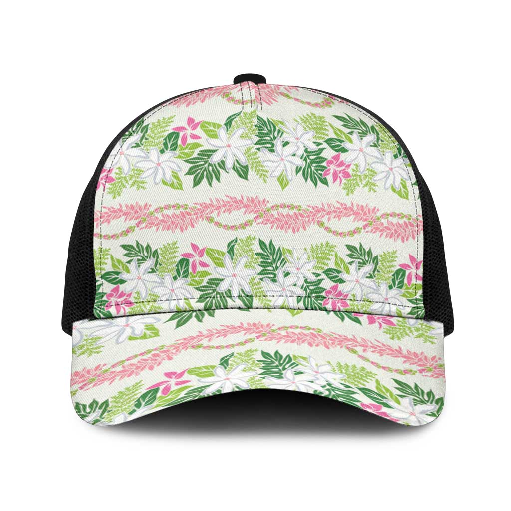 Monstera Tiare Plumeria Lei Pattern Baseball Net Cap Green Version