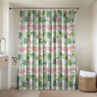 Monstera Tiare Plumeria Lei Pattern Bathroom Set Green Version LT01 Shower Curtain Only Green - Polynesian Pride