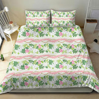 Monstera Tiare Plumeria Lei Pattern Bedding Set Green Version LT01 - Polynesian Pride
